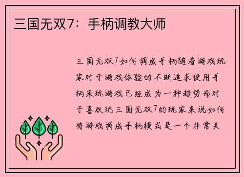 三国无双7：手柄调教大师